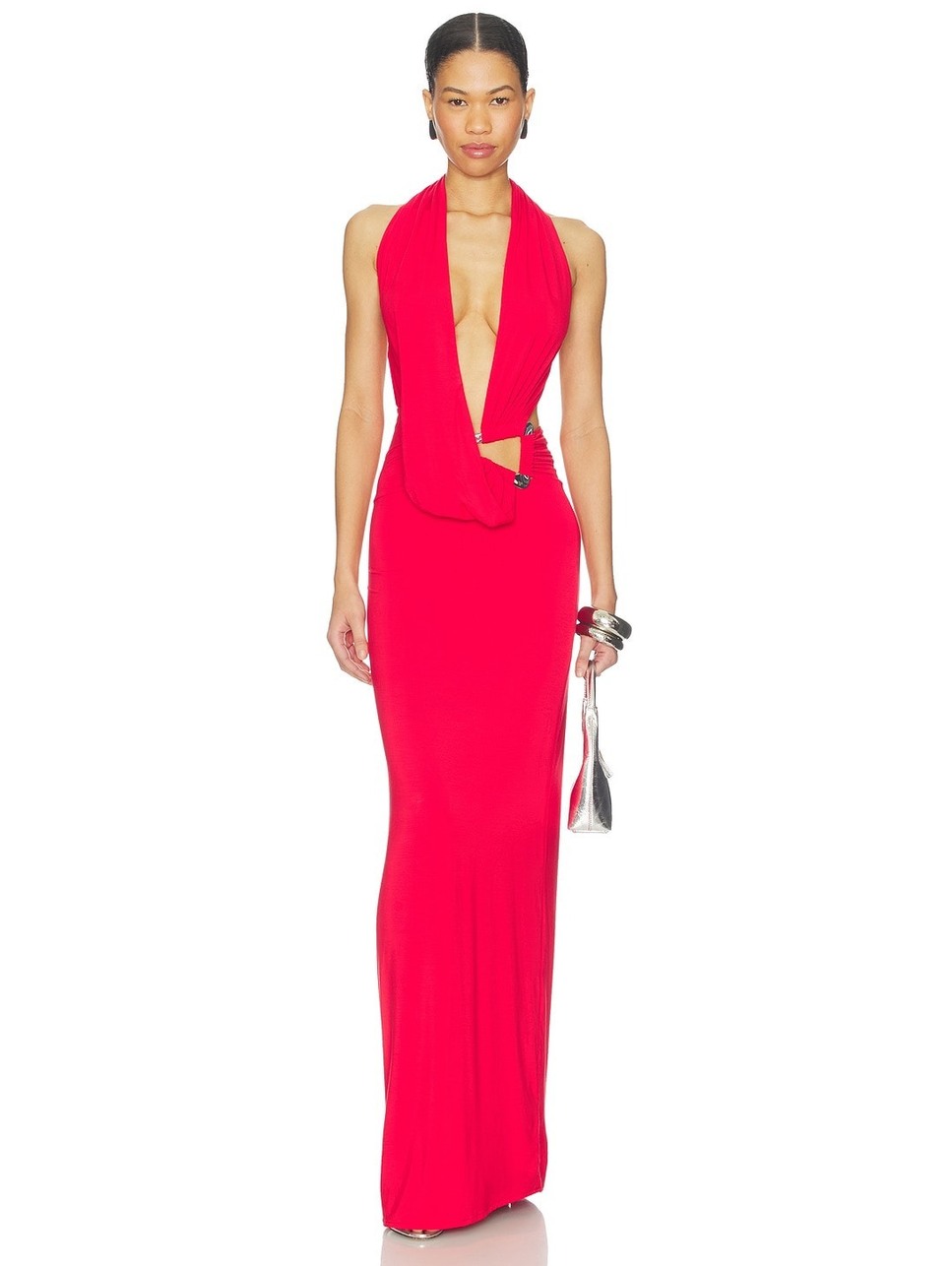 Nbd Sabine Dress Maxi Halter In Red